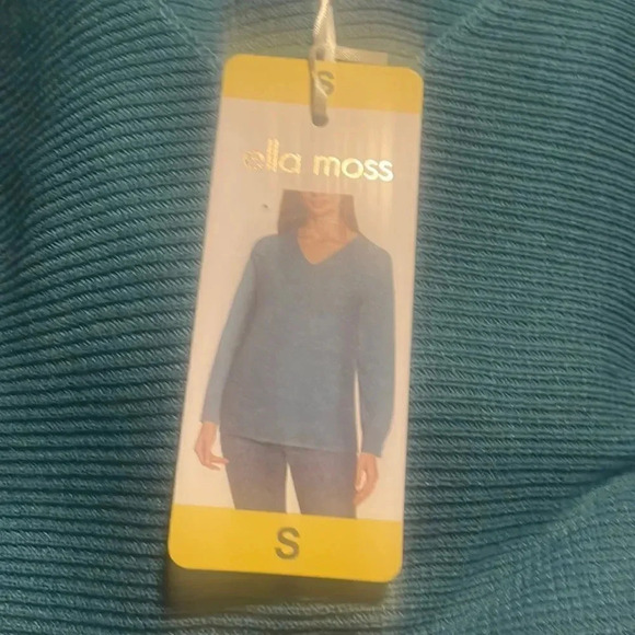 Ella Moss Ladies' Ribbed V-Neck Sweater Blue - Picture 5 of 6